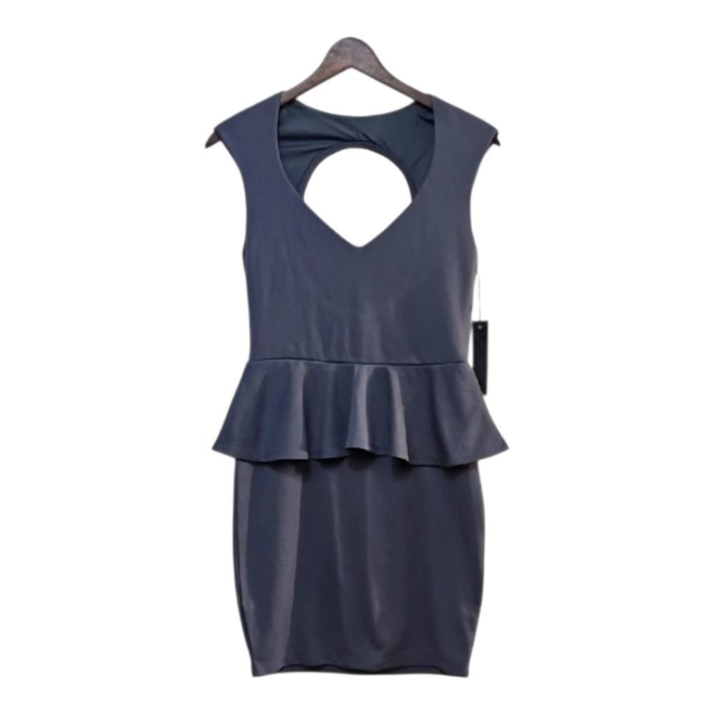 Poof Couture Elegant Gray Sleeveless Dress Size M